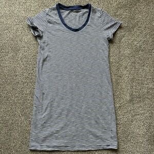 Striped Navy and White T-Shirt Dress